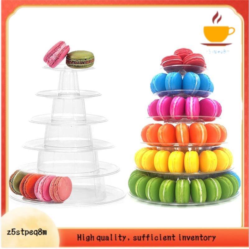 Suporte De Bolo De Plástico Transparente Redondo De 6 Camadas , Torre De Macaron , Rack De Exibição , Sobremesa , Cupcak