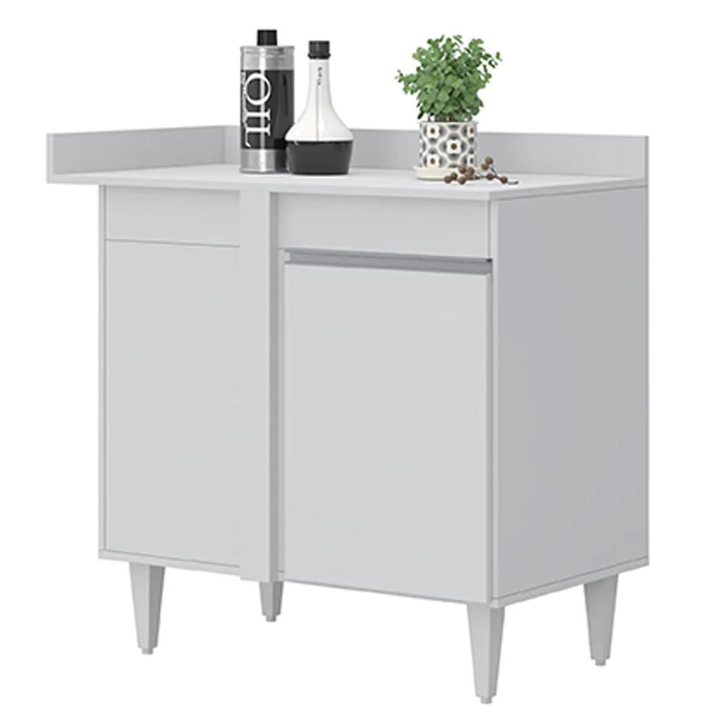 Balcão de Canto Reto com Tampo 1 Porta Denver Branco - Lumil