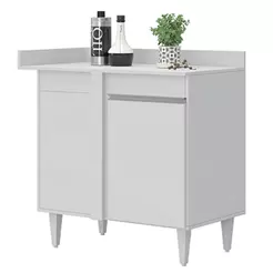 Balcão de Canto Reto com Tampo 1 Porta Denver Branco - Lumil