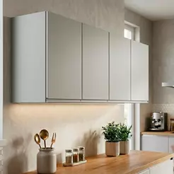 Armário de Cozinha Aéreo 160cm 4 Portas Nevada Cinza Claro - Lumil