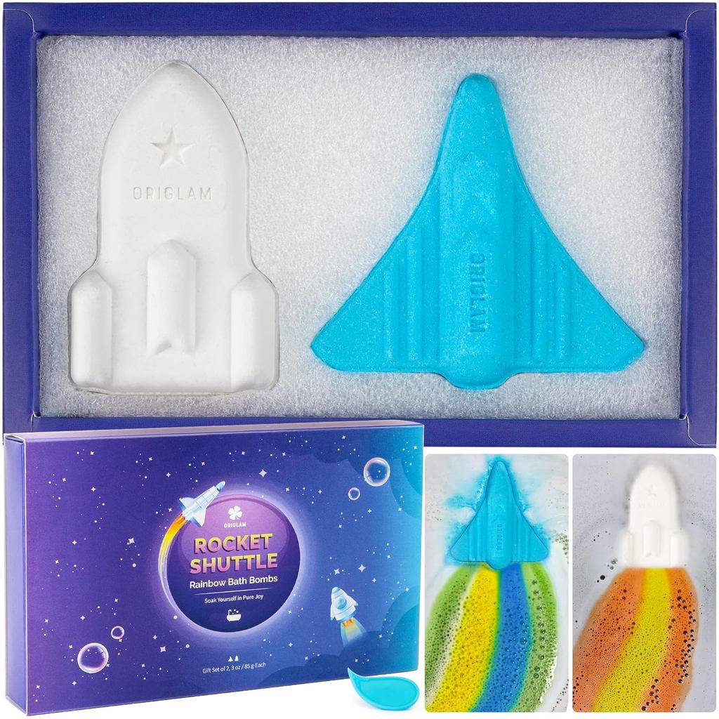 Bombas de Banho ORIGLAM para Meninos, 2 Bombas de Banho Extra Grandes em Forma de Nave Espacial e Foguete para Banho de
