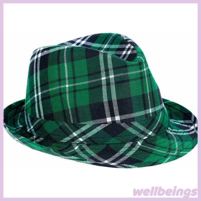 Bem Nicho Xadrez Fedora Chapéu Verde Pescador Duende Para Acessório Festa Todas As Estações Uso Diário