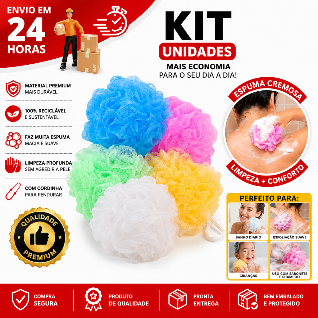 Esponja Bucha Banho Esfoliante Nylon Macia