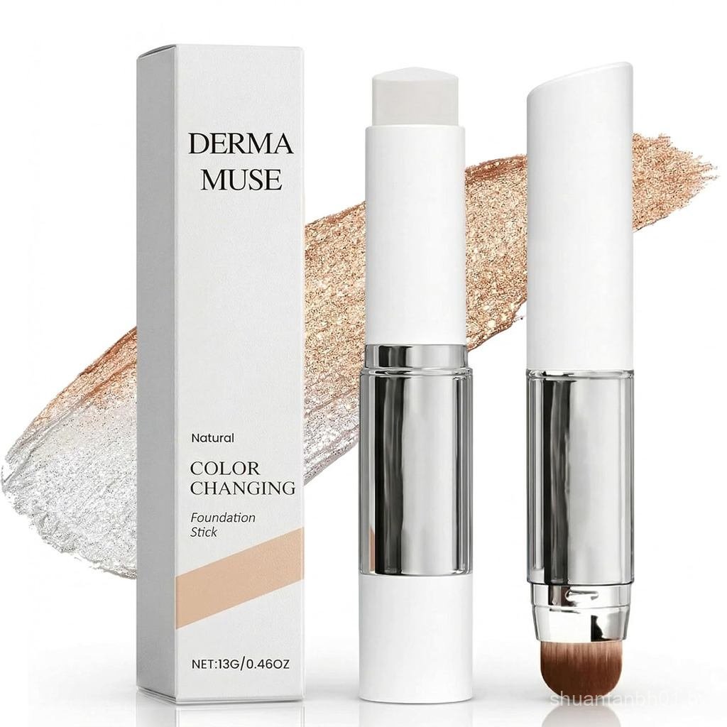 Base de Maquiagem Coreana que Muda de Cor Skintle Foundation 2 em 1, Bastão de Base e Corretivo que Muda de Cor para Pel