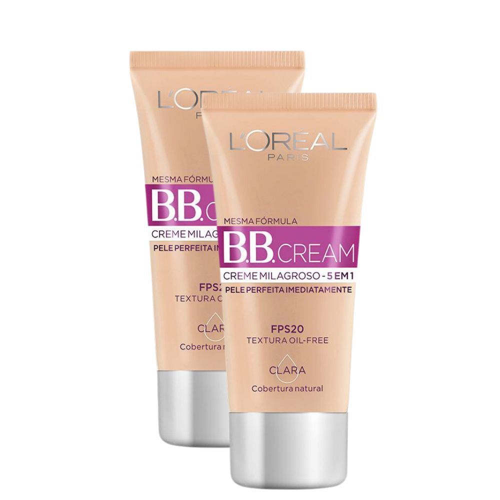 Kit 2 Base BB Cream L'Oréal Paris Dermo Expertise Cor Clara FPS 20 30ml