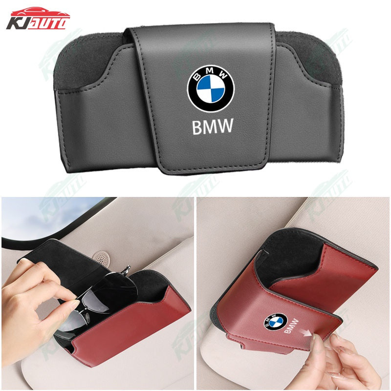 1 Peça Suporte de Óculos de Sol para Carro BMW, Bolsa de Armazenamento em Couro com Gancho e Clipe, Logotipo Personalizá