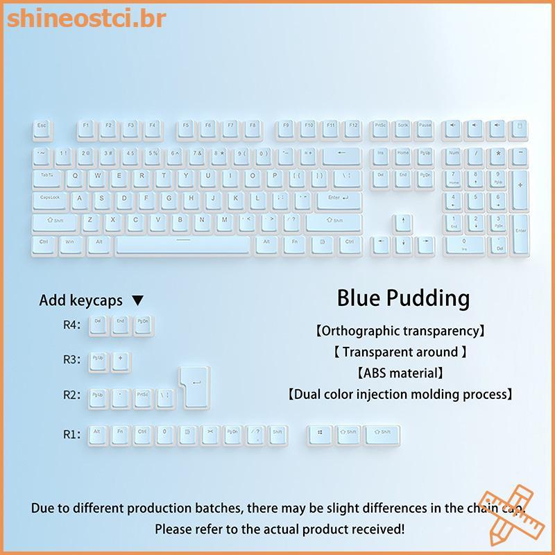 SHINE 130 Teclas Pudim Keycaps Teclado Mecânico Para Jogos Conjunto De Tampa Translúcida 61 % 68 84 87 98 Layout OEM RGB