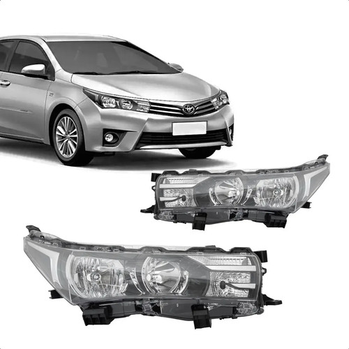 Farol Corolla 2014 A 2017 Manual S/projetor S/friso Cromado