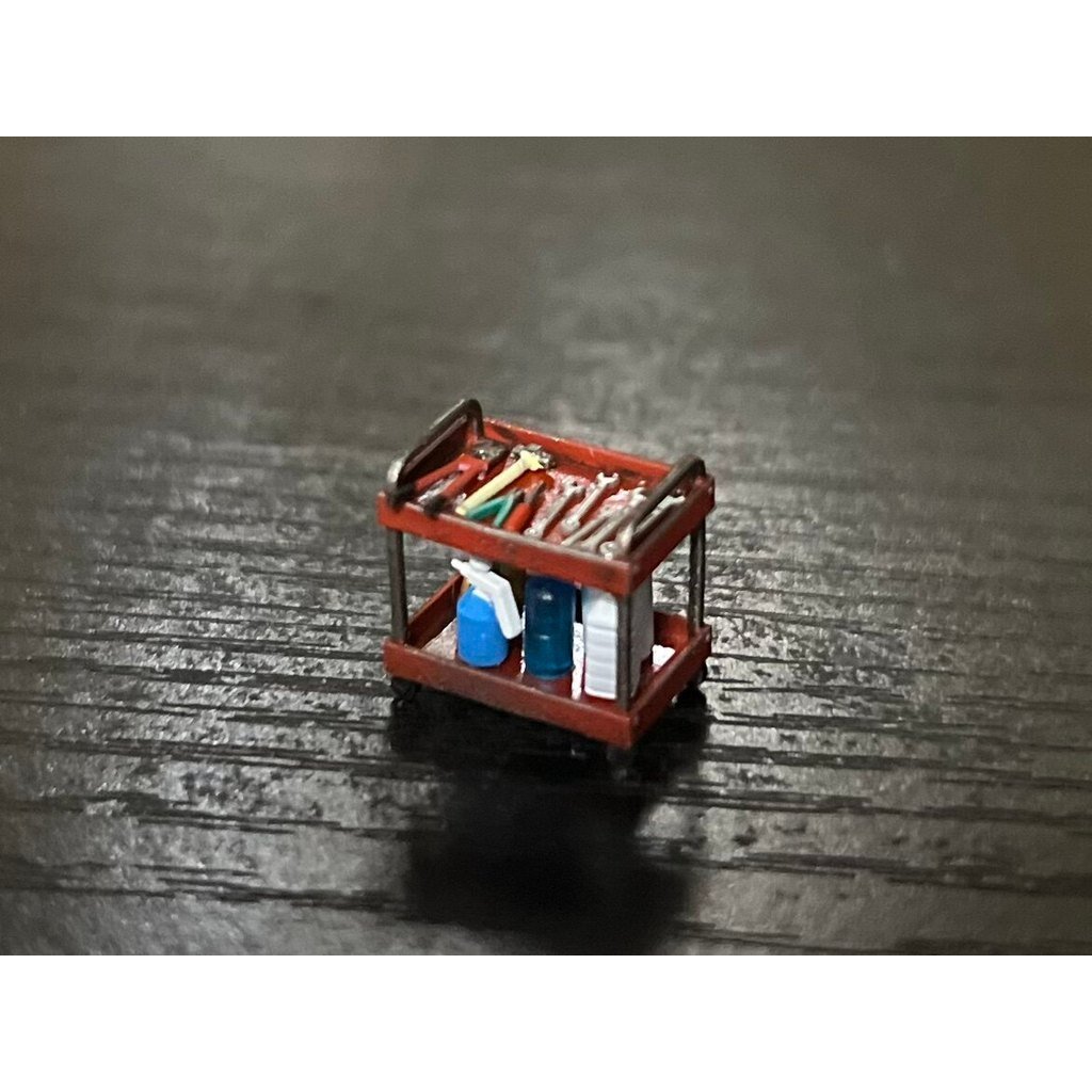Carrinho de Ferramentas EZ 1/64, Decoração de Cena em Miniatura, Acessório para Oficina de Reparos, Modelo de Chave de P