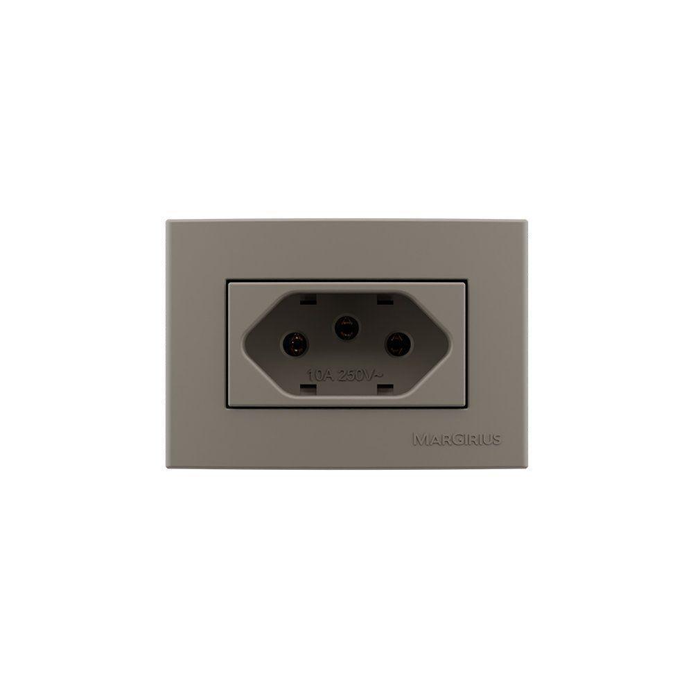 Placa Para Móveis 65x45 Com Tomada Margirius Sleek Colors 2p+t 10a Argila Argila