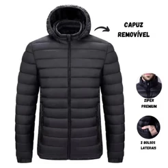 Jaqueta Puffer Masculina Bobojaco Bomber Blusa de Frio Inverno c/ Toca Removível