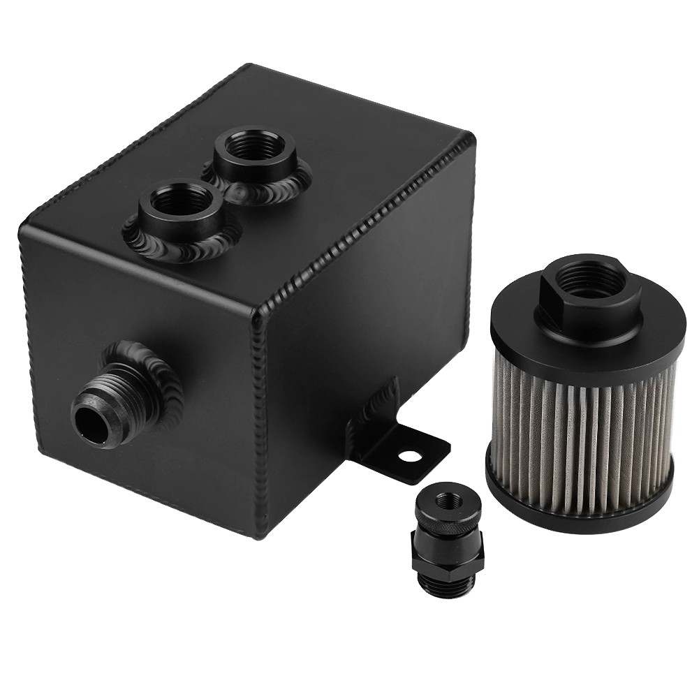 Captura de óleo de alumínio pode tanque universal de 2L com filtro de respiro para reduzir vapores e (T6061 alumínio 2)