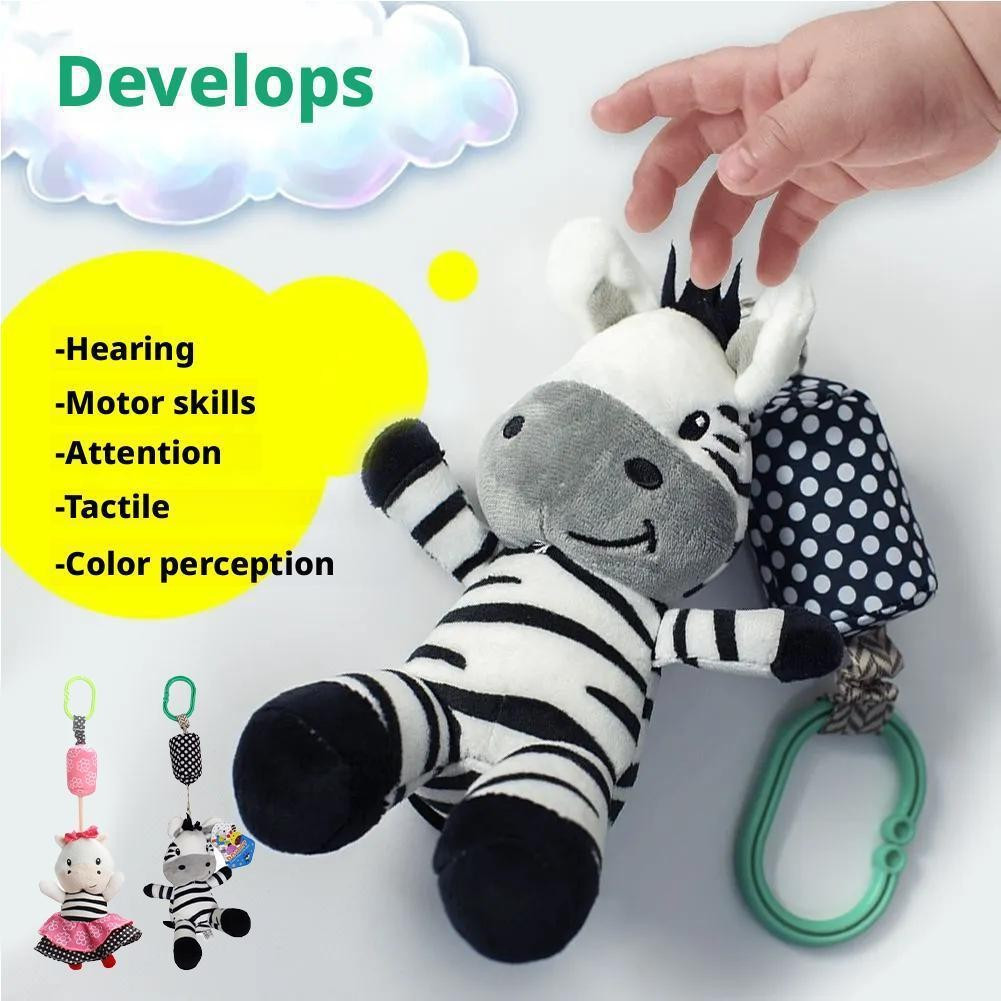 Carrinho De Bebê Pingente Sino Brinquedo Preto E Branco Listrado Cavalo Torno Vento Carrilhão Pendurado M2f5
