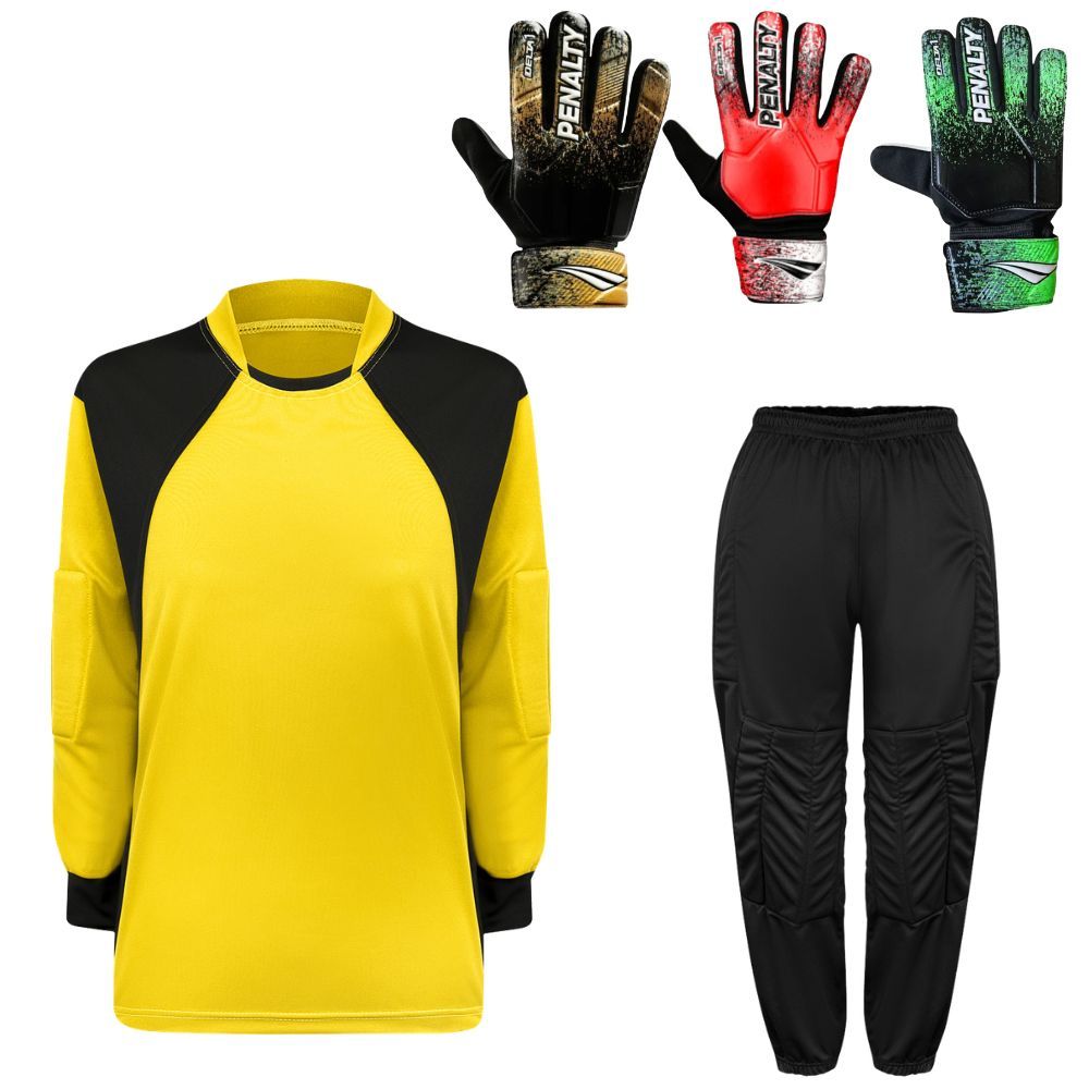 Kit de Goleiro INFANTIL Camisa + Calça Acolchoada + Luva Penalty  ( P A G)