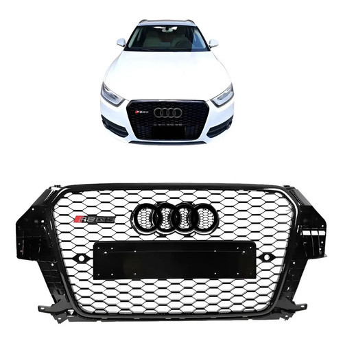 Grade Colméia Rsq3 Para Audi Q3 2012 A 2015 Black Piano Brilhante