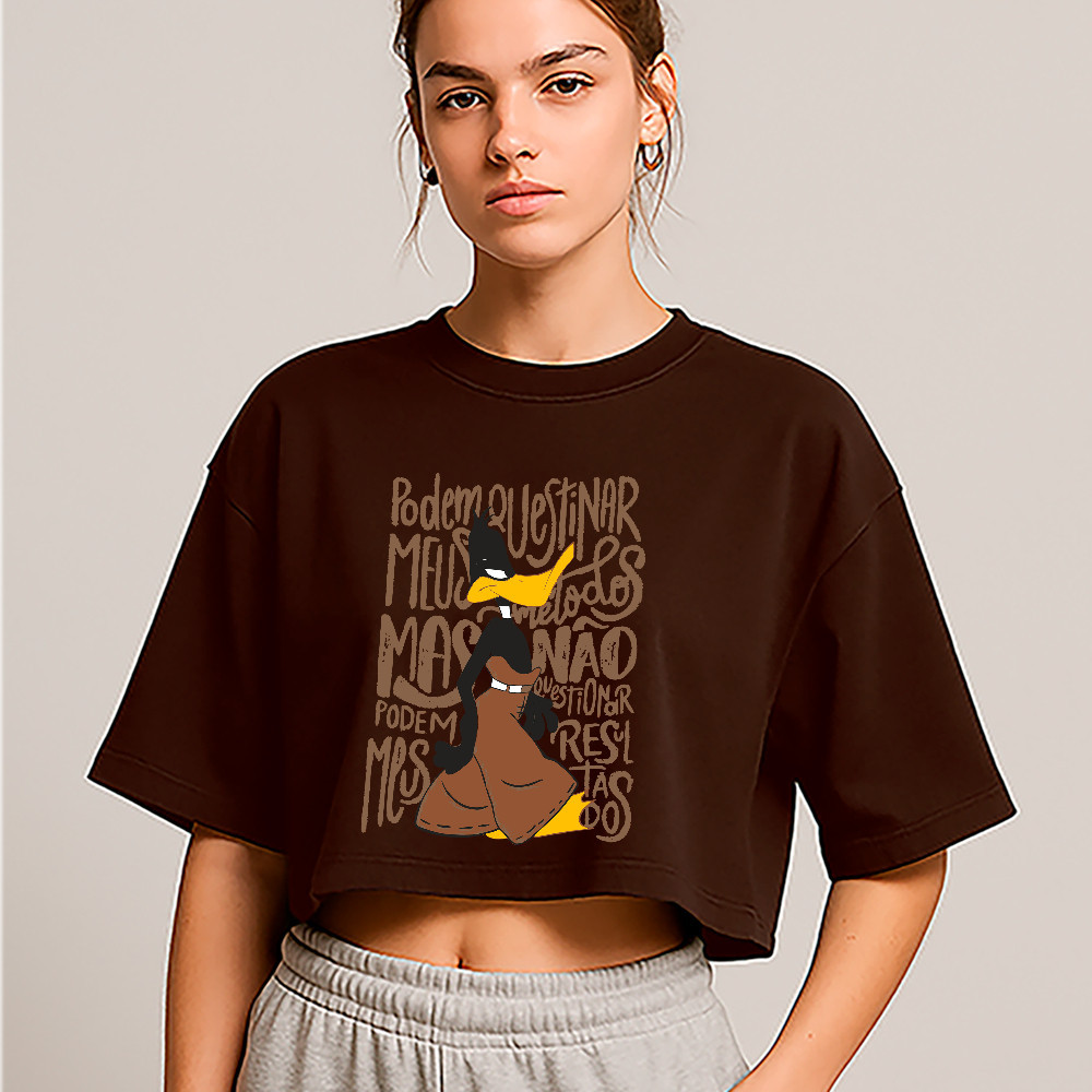 Cropped Oversized Estampado Frases Feminino Casual Streetwear Tumblr Confortável