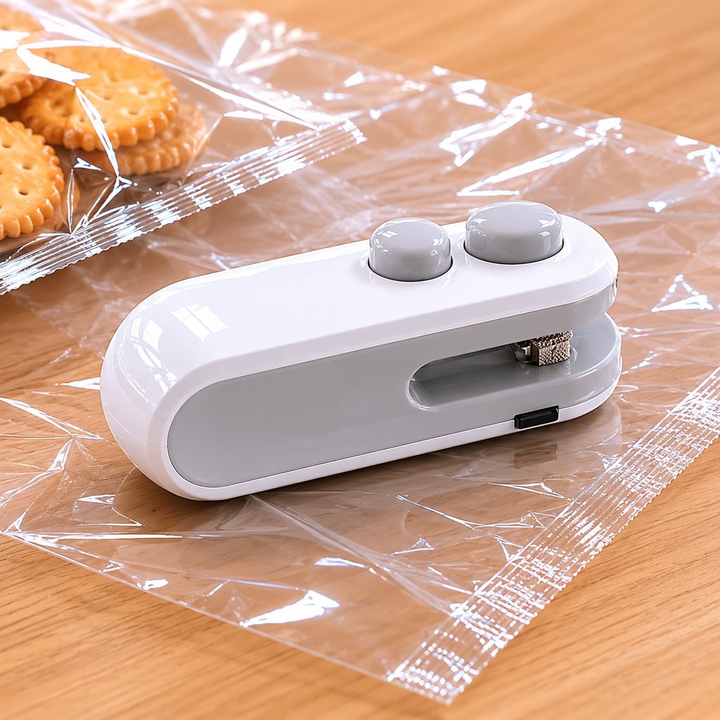 Mini Máquina Seladora 2 em 1 Portátil Embalagem Saco Plástico Carregamento Usb Para Alimentos
