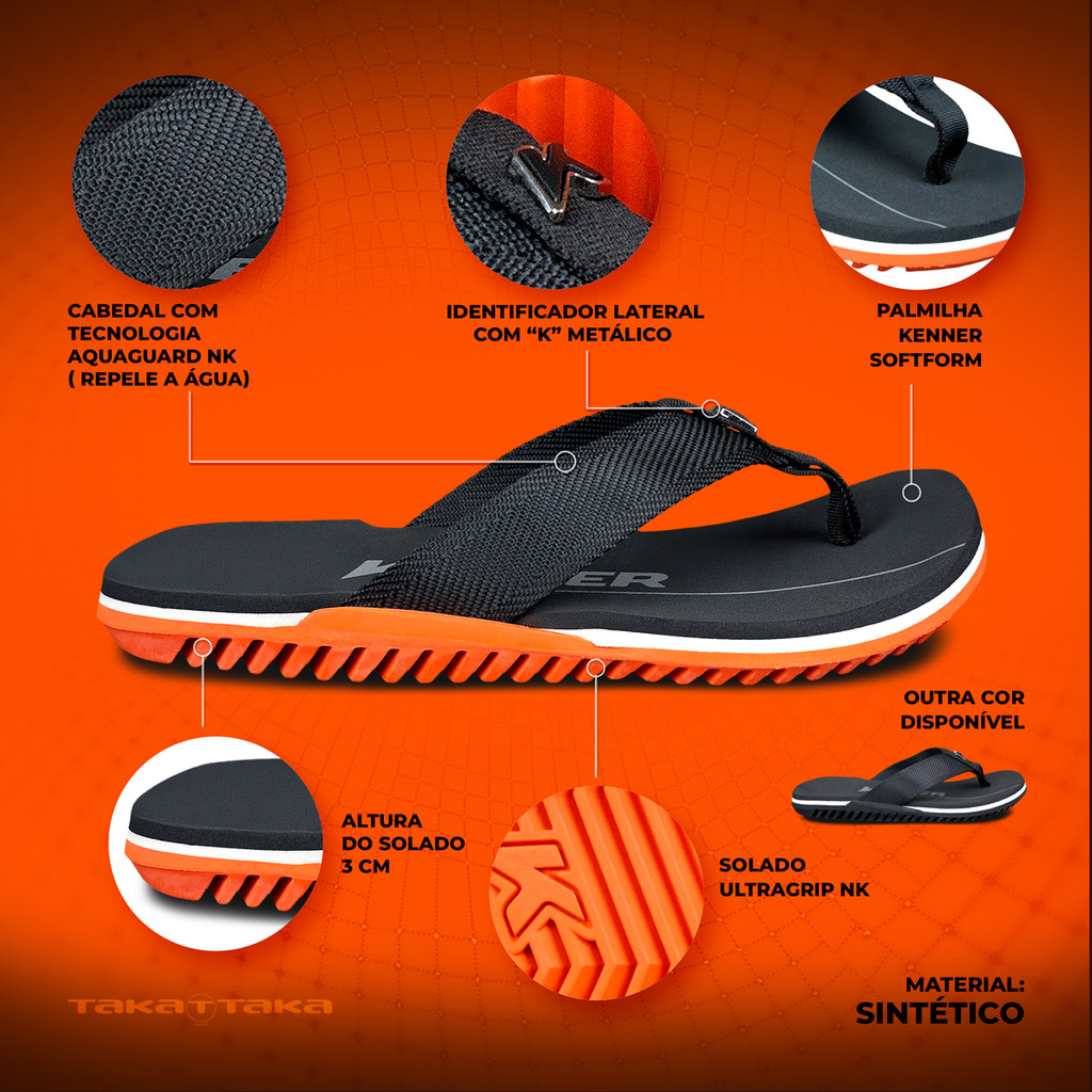 Chinelo Kenner Original NK6 Preto Ultra Conforto Tira Repele Água — imagem 2 de 2