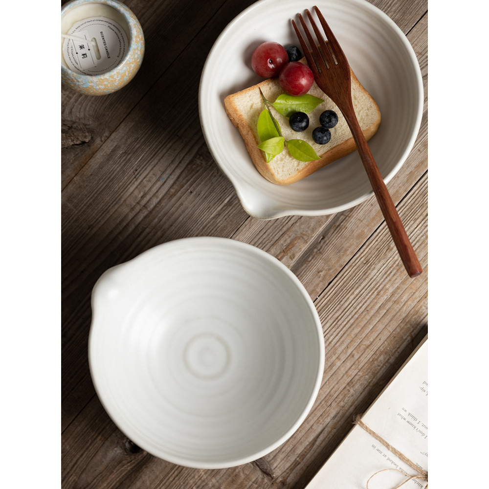 Tigela de sopa de macarrão criativa japonesa com boca retrô única de cerâmica tigela de drenagem de boca pontiaguda tige