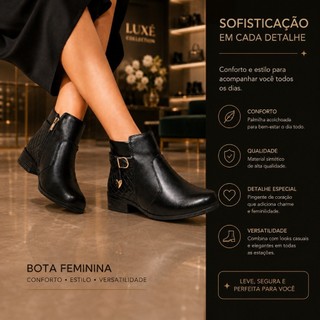 Bota Feminina Zíper Conforto Cano Baixo Envio Imediato!!