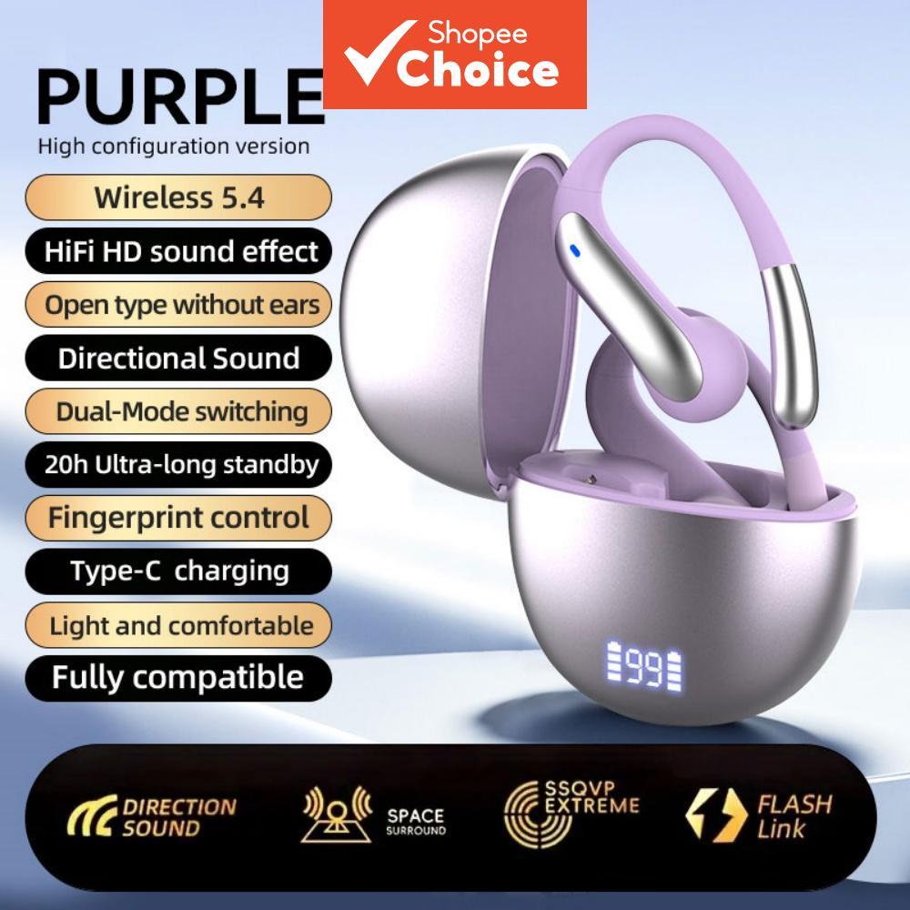 Fones de ouvido de baixo dinâmico de 13 mm com design estéreo HiFi, fones de ouvido Bluetooth sem fio com latência zero,