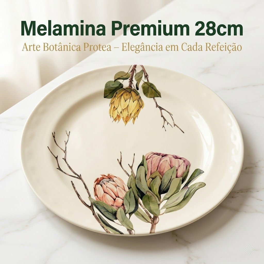 Kit 2 Pratos De Melamina Plástico Não Quebra Flores Comida Brasileira Barzinho Casal Casa Nova