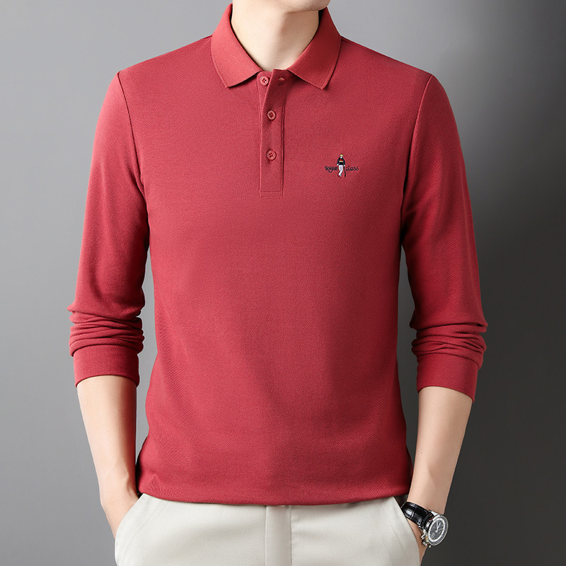 Camiseta Polo masculina de manga comprida para crianças de meia-idade primavera outono lapela camisa Polo pai de meia-id