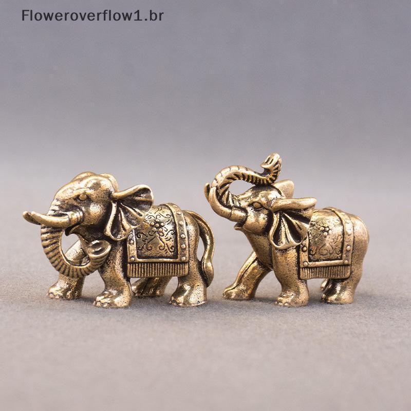 Estátua De Elefante De Bronze Antigo FLOWE , Mini Ornamento De Bênção De Latão Para Boa Sorte BR