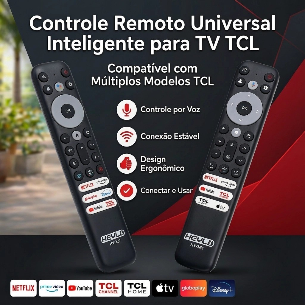 KIT 3 Controle Universal p/ TV TCL Comando de voz Netflix YouTube TCL Home Fácil usar-HY-327-361 — imagem 2 de 2