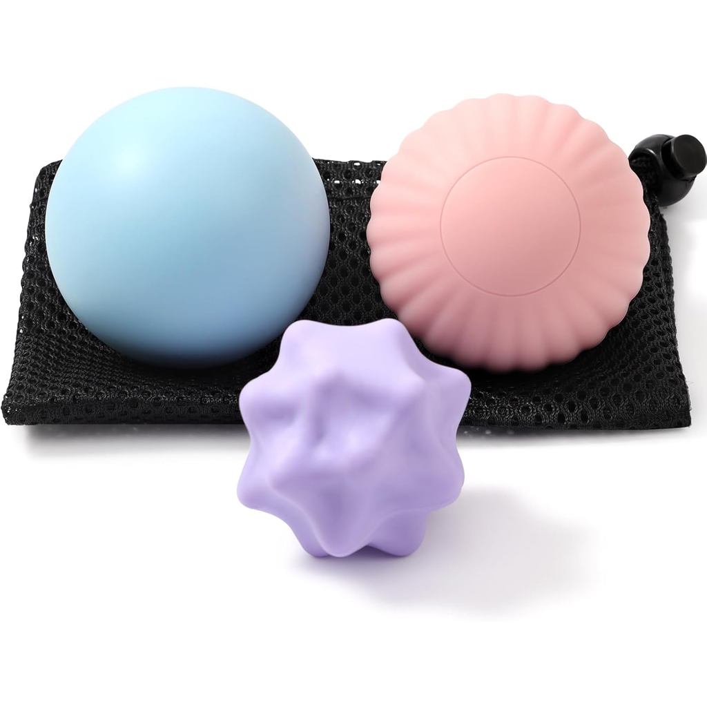 Conjunto de Bolas de Massagem HODEMI, 3 Peças: Bola de Lacrosse, Bola de Massagem Texturizada e Bola de Ponto de Gatilho
