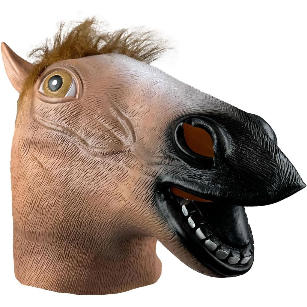 Máscara de Cavalo HELAOGUI para Adultos - Máscara de Látex Realista de Cabeça de Cavalo para Homens e Mulheres - Máscara