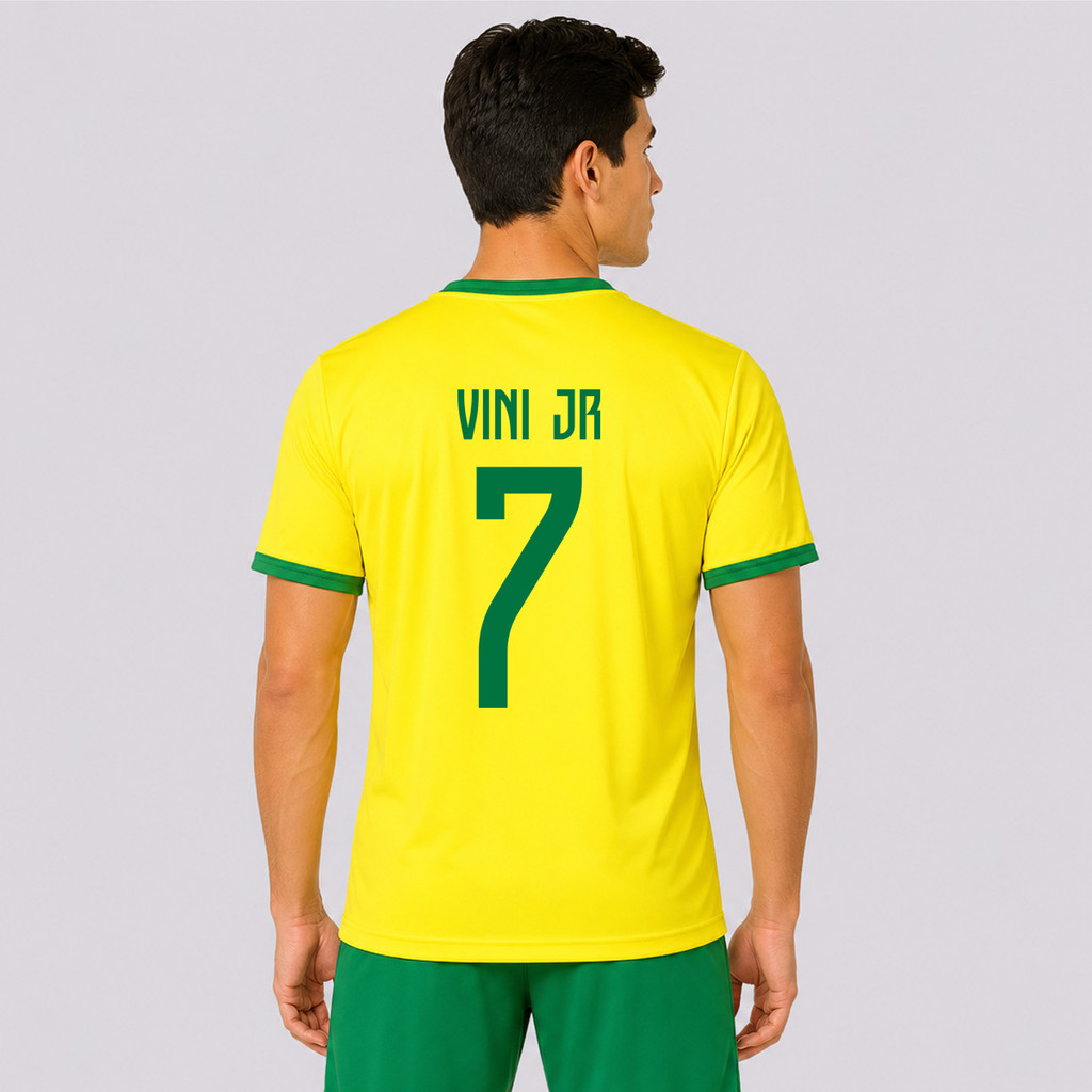 Camisa Placar Brasil Brasão Amarela 7 Vini Jr