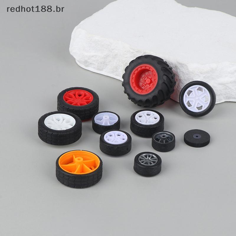 REBR 10 Pcs PC Roda De Brinquedo Pneus De Aro De Borracha DIY Mini Tecnologia 4WD Coloridos Buraco Diâmetro 2mm 2.5mm 3m