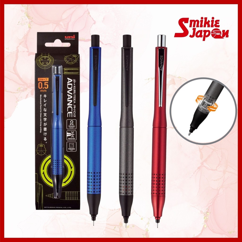 Mitsubishi Uni Kuru Toga Advance Upgraded Model Mechanical Pencil 0.5mm Double Speedl Navy Red Auto Lead Rotation Made in Japan