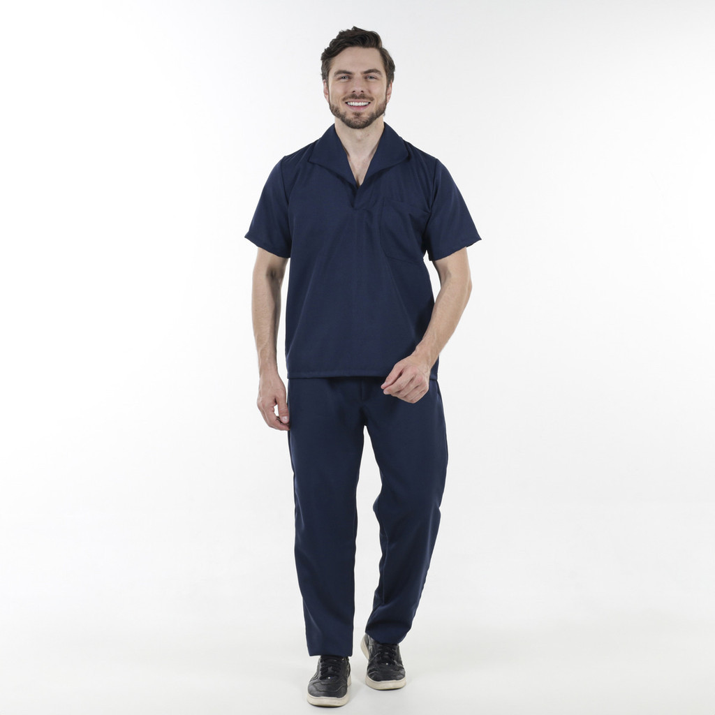 Uniforme Homem Serviços Gerais Jaleco Fechado Gola Italiana