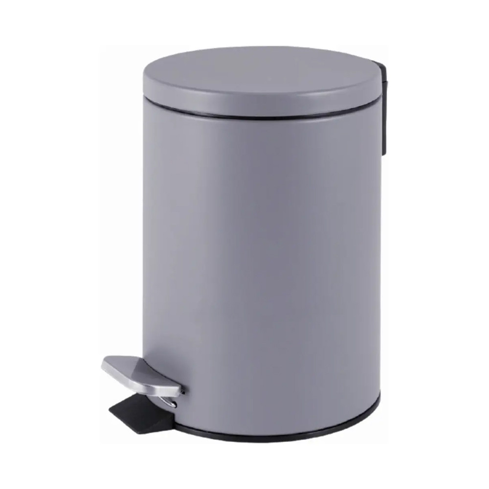Lixeira Redonda 3L Cinza Matte com Pedal Powermaid