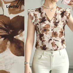 Lovito Blusa Casual Feminina com Flores Simples primavera/verão LK6ED383