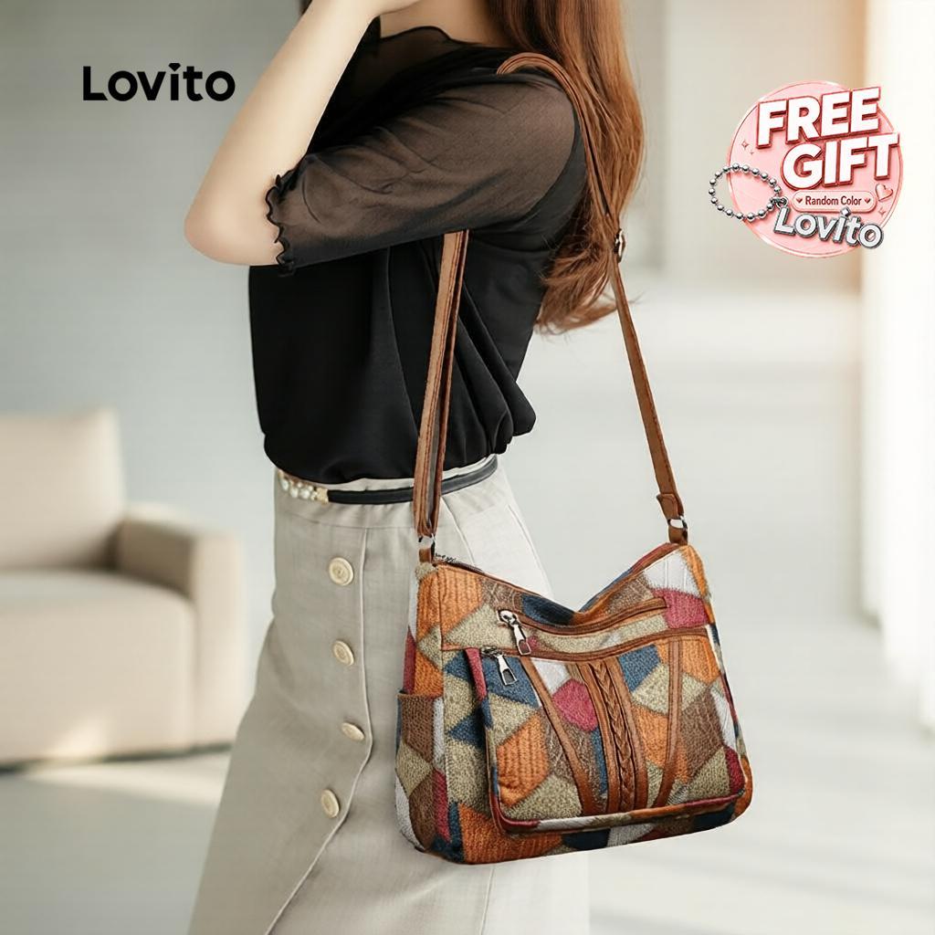 Lovito Férias Bolsa de Ombro Pequena em Patchwork LFA90330