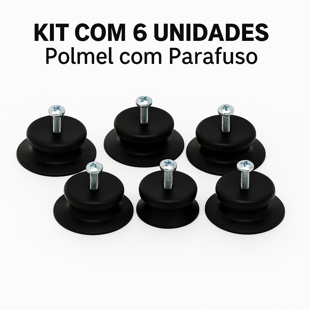 Kit 6 Puxadores Polmel para Tampa de Panela de vidro/ alumínio C/ Parafuso