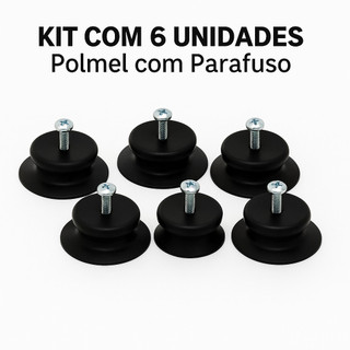 Kit 6 Puxadores Polmel para Tampa de Panela de vidro/ alumínio C/ Parafuso