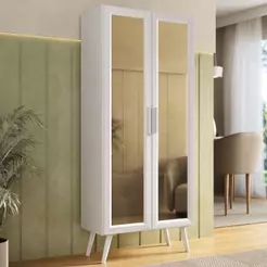 Cristaleira Com 2 Portas De Vidro Retrô 68cm Urban Multimóveis Mp6040 Branco