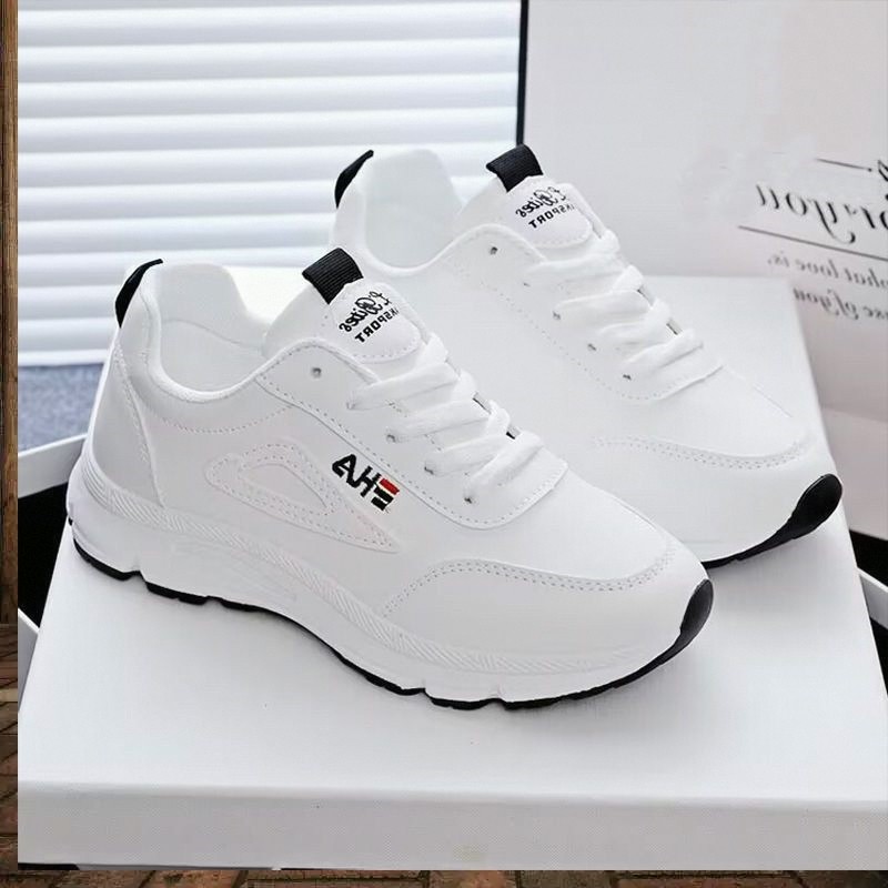 Sapatos esportivos de sola macia femininos primavera outono respirável sapatos femininos versão coreana sapatos brancos
