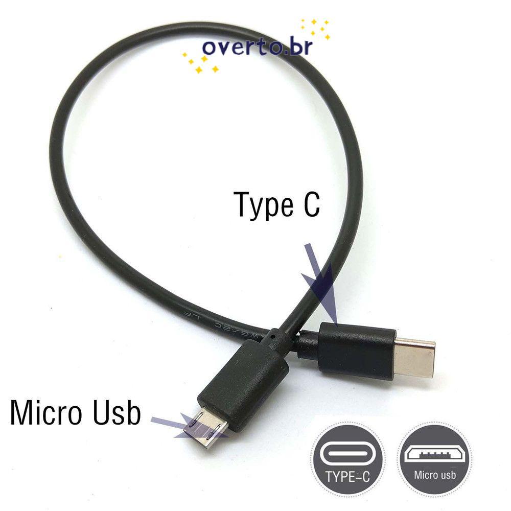 OVERTO Adaptador USB Tipo-C Conector Para Celulares Cabo Carregador De Teclado