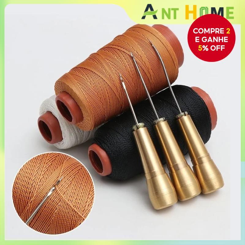 Kit De Linha E Agulha De Costura De Couro Resistente-Nylon Para Sapatos , Botas , Reparo De Verão