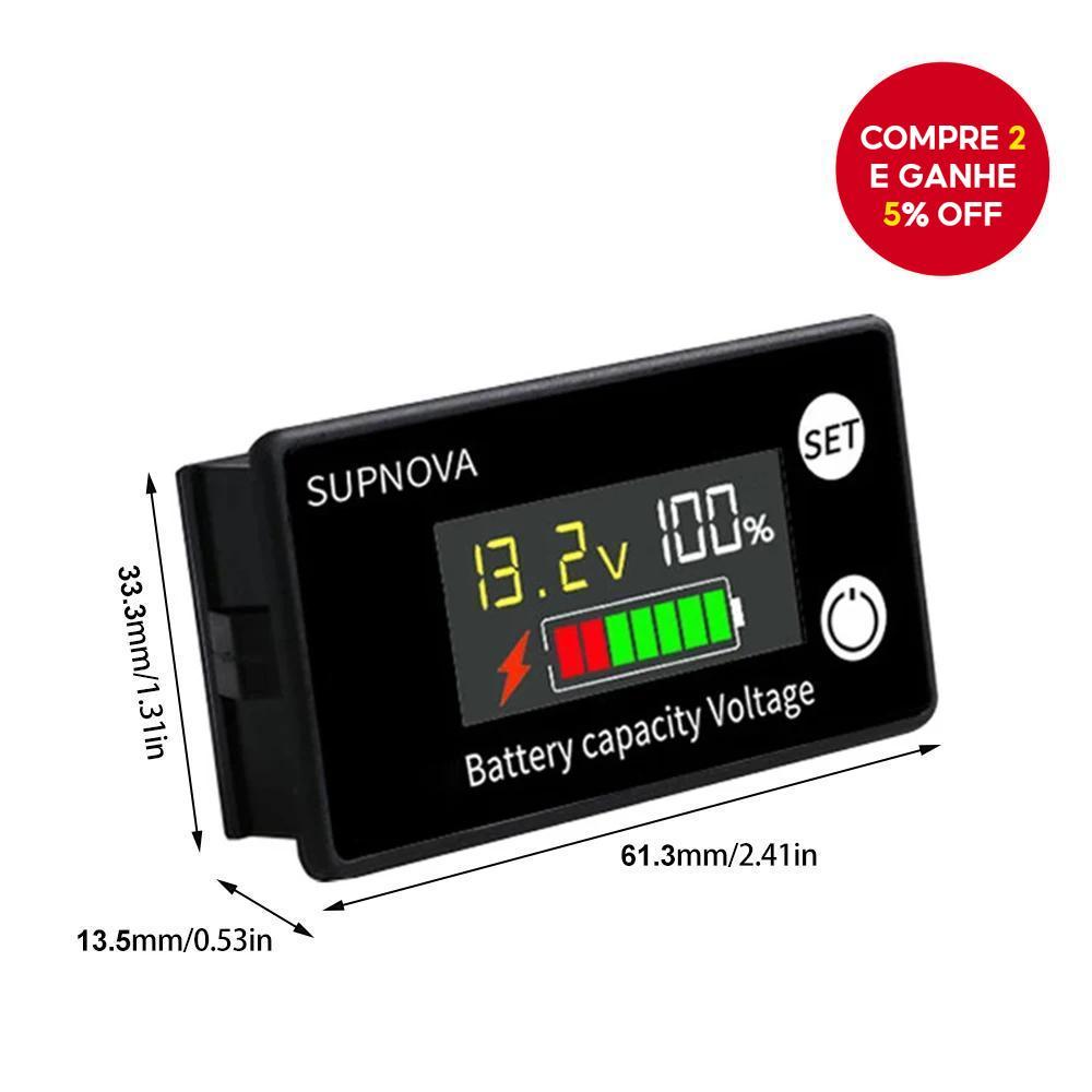 Monitor De Tensão Da Bateria 7-100V 12V-72V Testador De Capacidade De Display Digital Com Campainha Alarme Medidor De Te