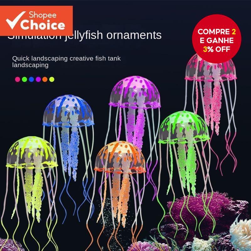 Acessórios Para Aquários De Decoração De Peixes Com Geléia Brilhante material De Silicone Não Tóxico