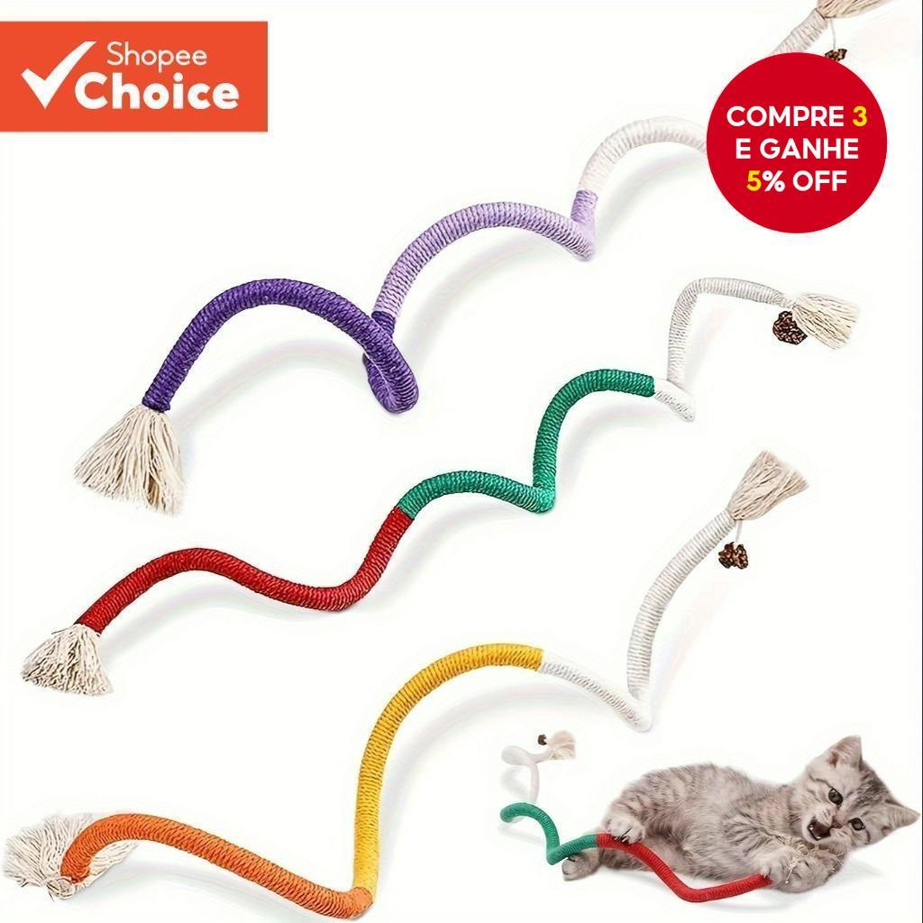 Brinquedos Interativos De Mastigar Gatos De Algodão Para Limpeza Dos Dentes , De Corda De Grama De Gato Interior Moer Os