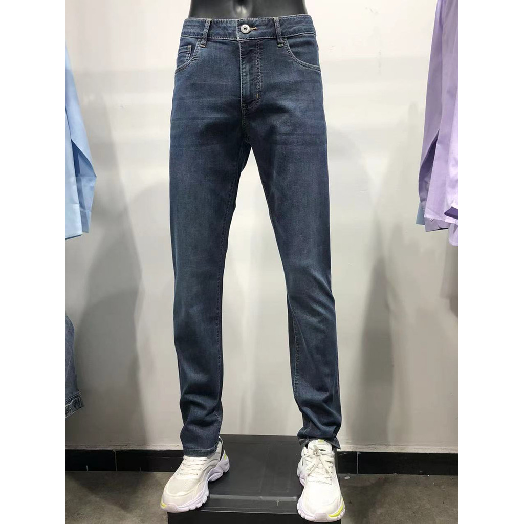 Haijia!Marca de roupas masculinas!Calça Jeans Masculina Slim-fit Fina Verão Stretch Business Casual Calça Masculina