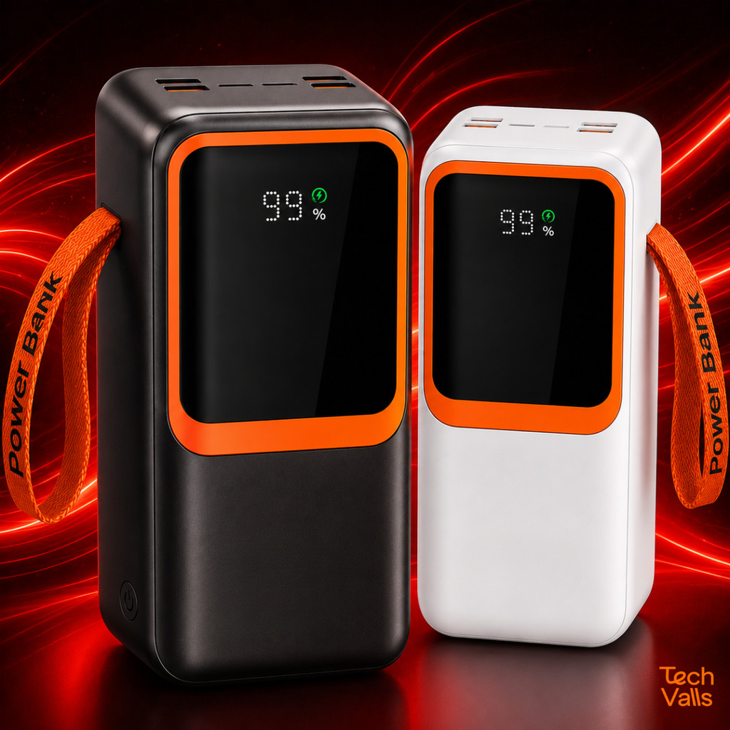 Bateria Portátil 50000mAh 66W Super Rápido Display Digital Cabos Embutidos Celular Notebook iPad