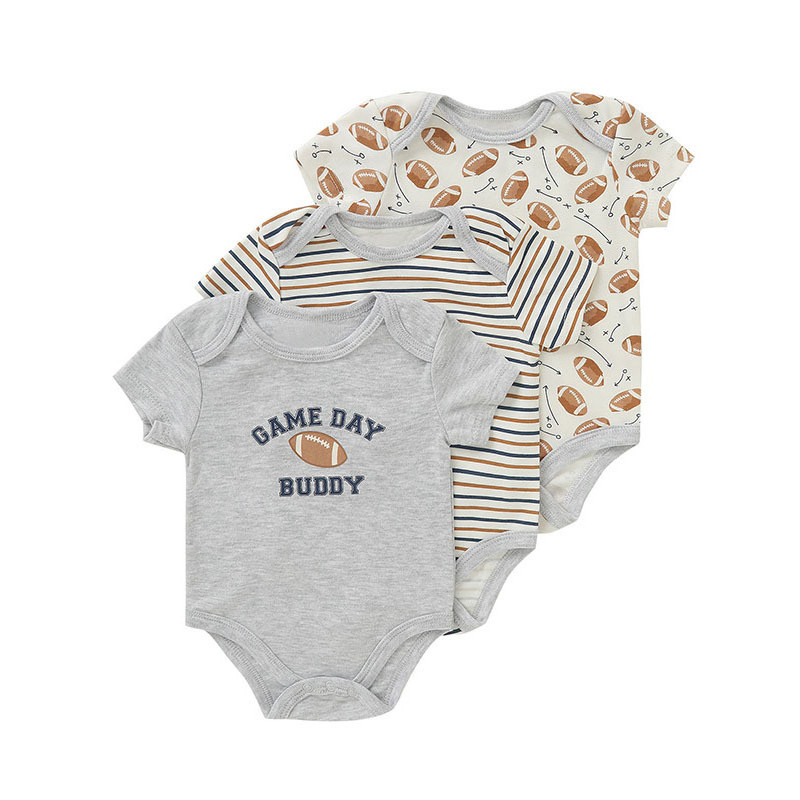 Macacão de algodão para bebê, três peças, comércio exterior, masculino, feminino, desenho animado, estampado, macacão tr